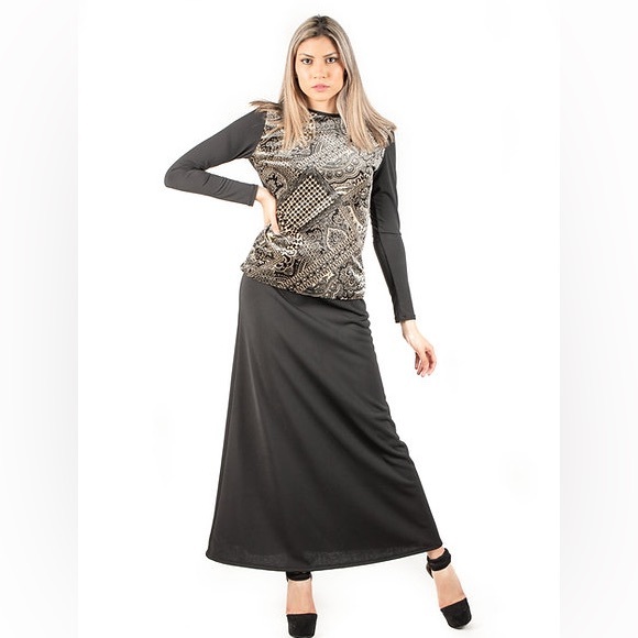 DEVORAH'S SECRET Modest Skirt Maxi Basic Black - Picture 4 of 6